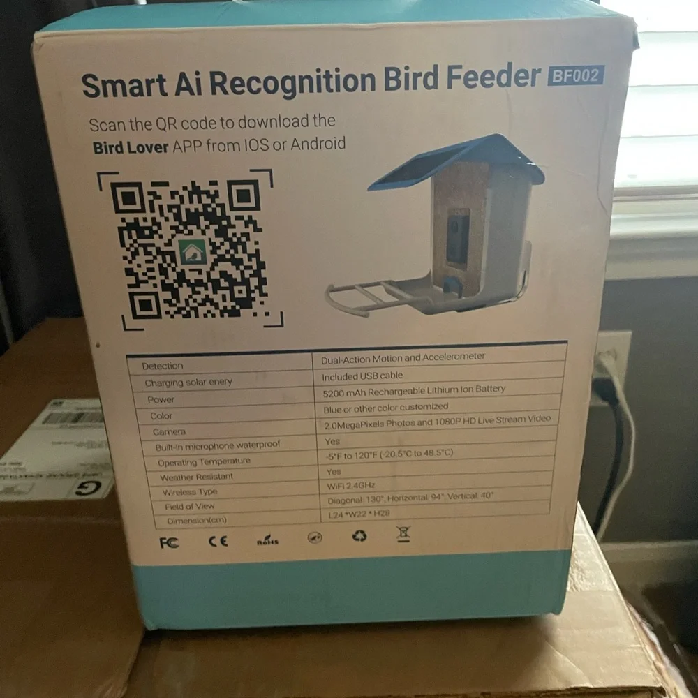 Smart AI Recognition Bird Feeder - Blue and White